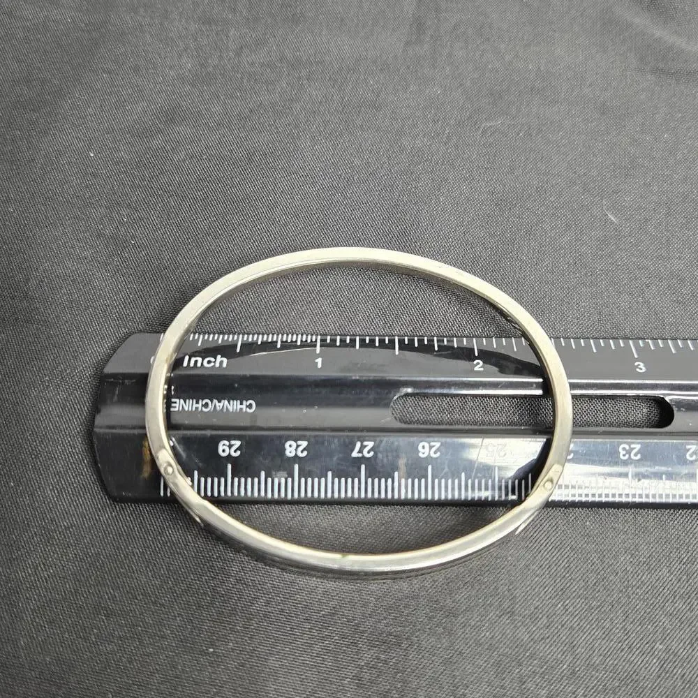 Vintage Taxco Mexico Black Onyx Inlay Hinged Bracelet Silver Tone - Picture 7 of 8